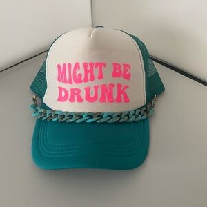 Might Be Drunk Teal & Hot Pink Trucker Hat